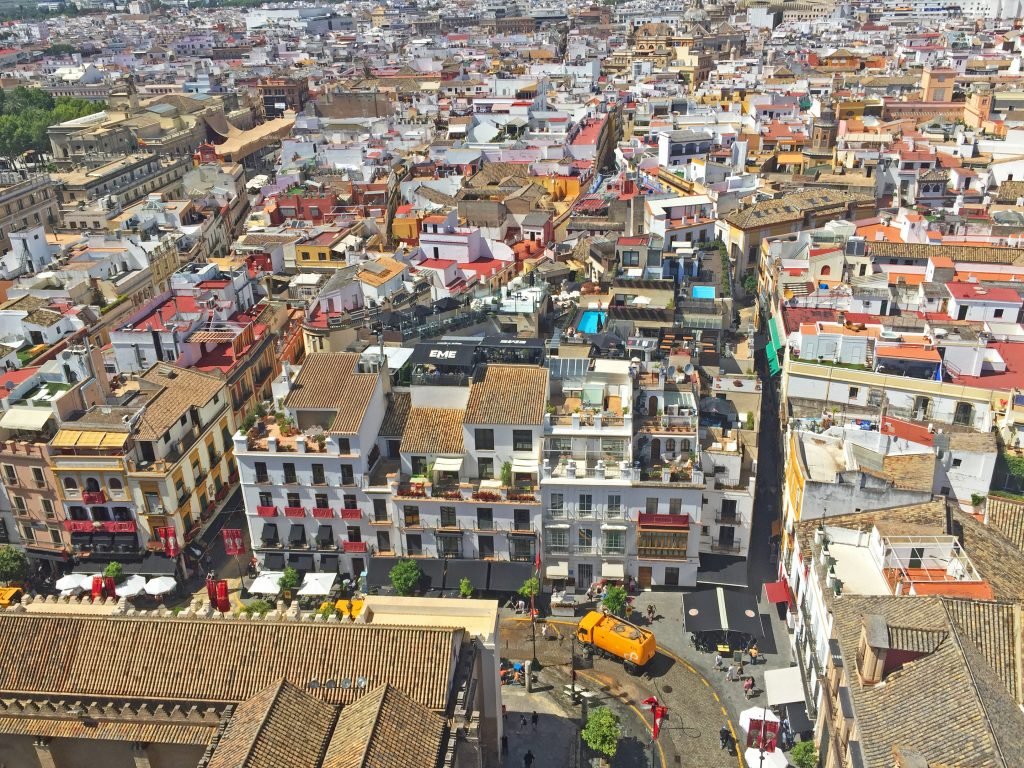giralda tower view from the top seville spain