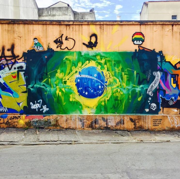 brazilian flag graffitti rio de janeiro brazil