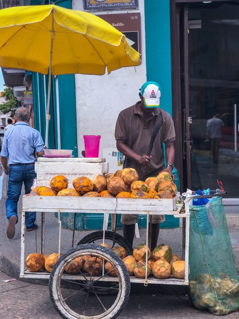 coconut street vendor in cartagena colombia