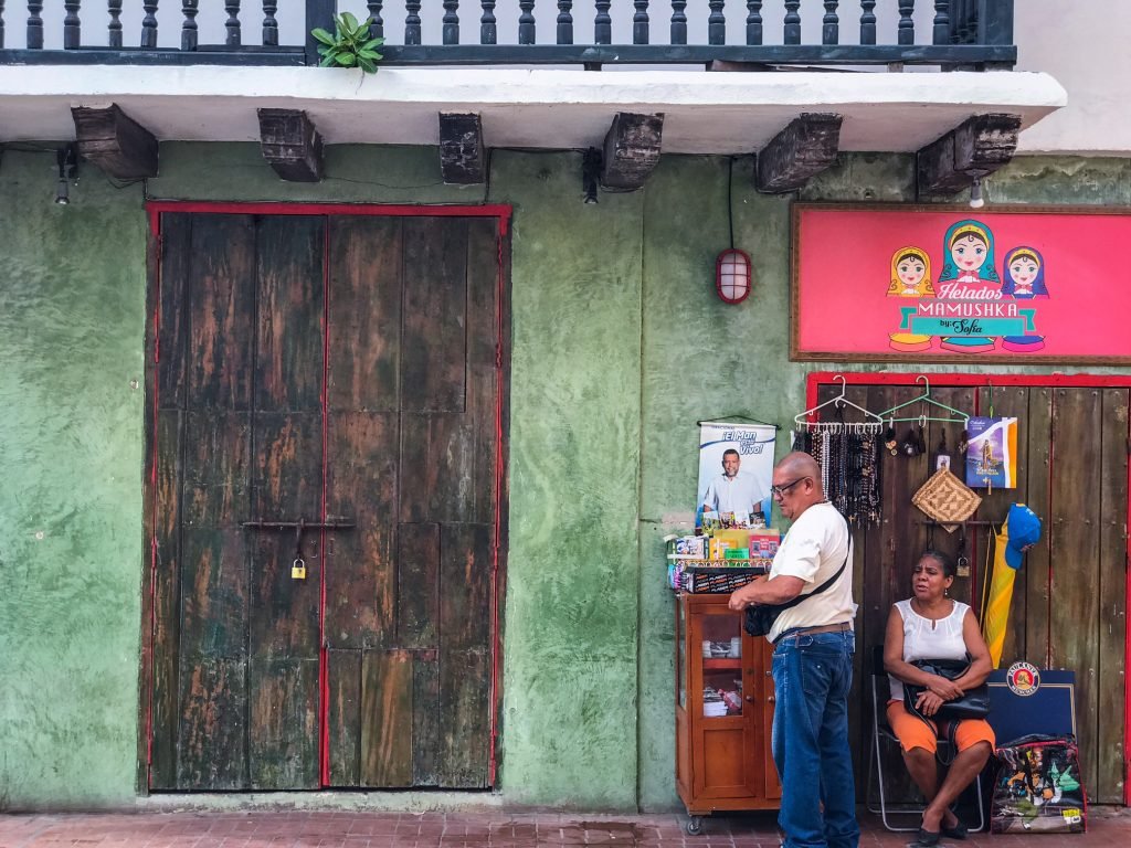 Colorful walls of Cartagena Colombia